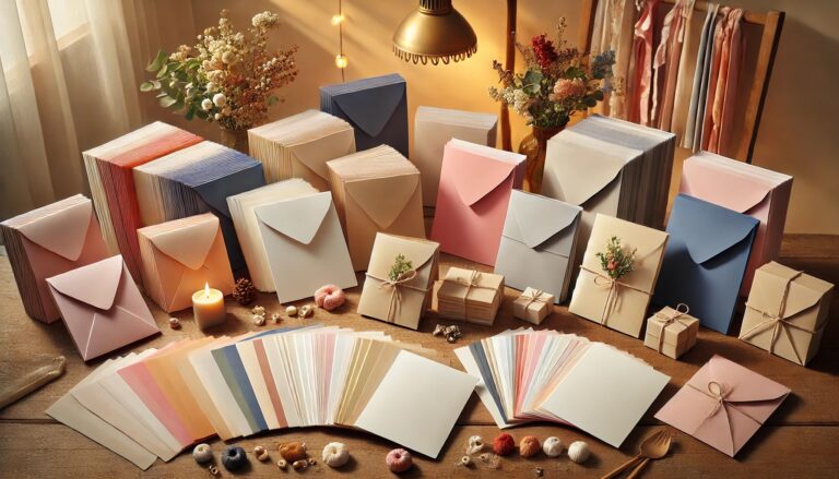 A variety of envelopes in different sizes and colors