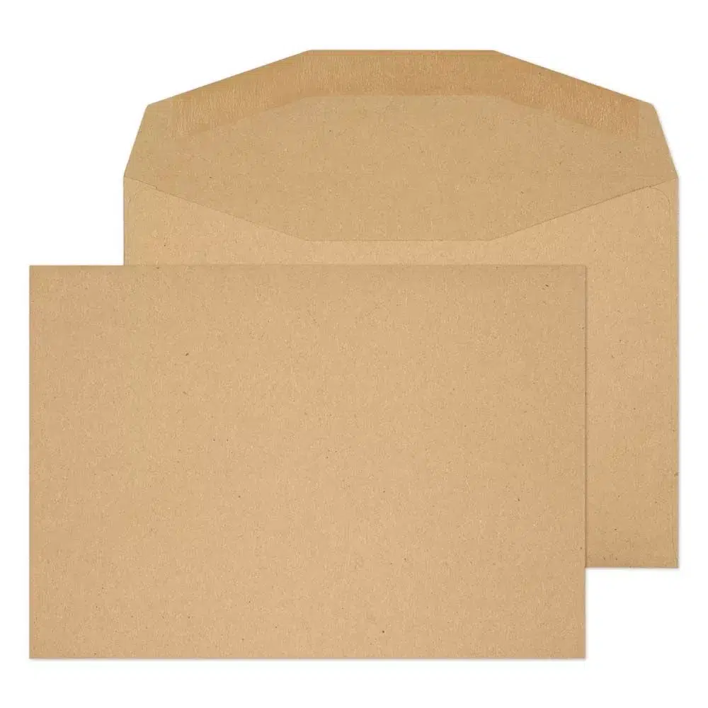 C6 Recycled Manilla Gummed Envelopes (80gsm)