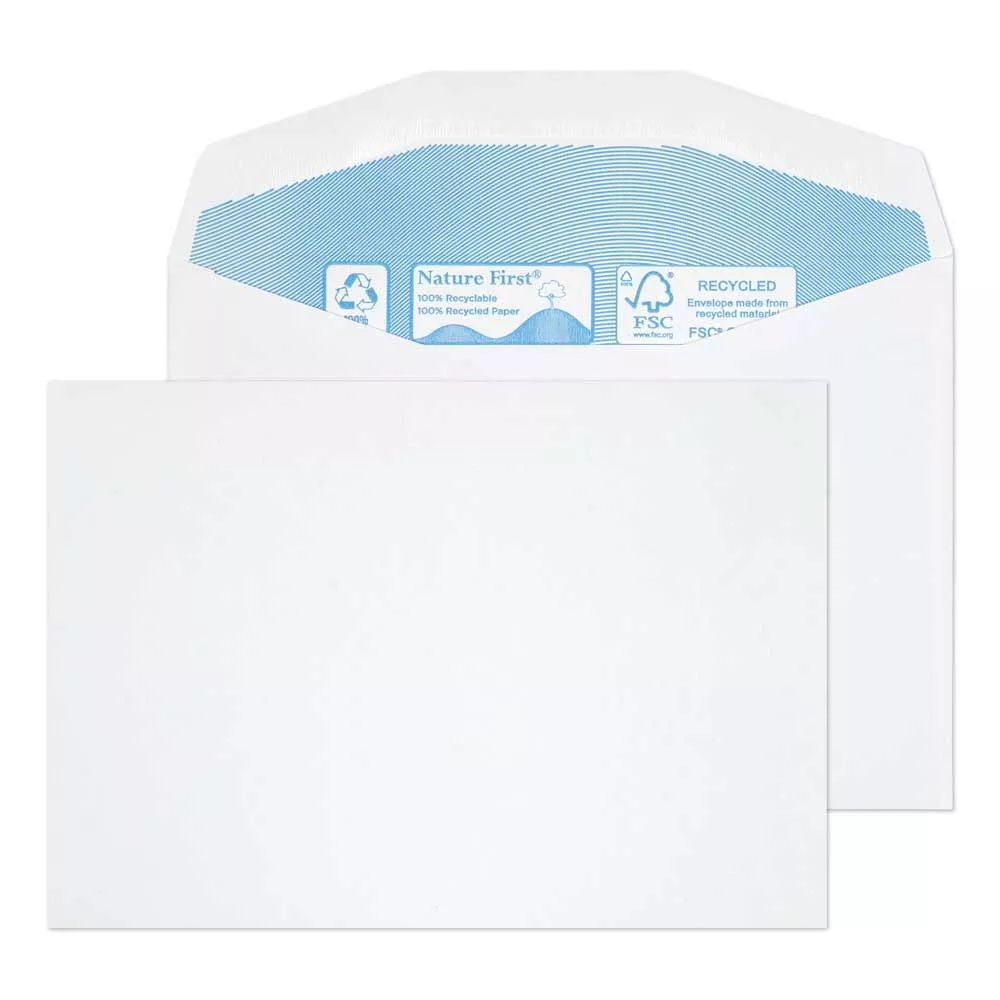 C6 White Gummed Recycled ‘Nature First’ Envelopes (90gsm)