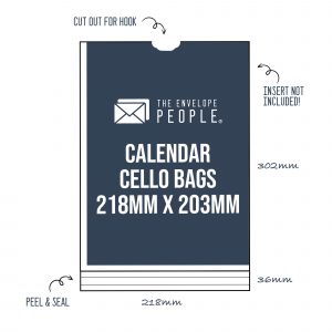 Calendar Cello Bag Size: 218mm x 302mm