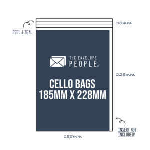 cello bag size 185mm x 228mm peel seal