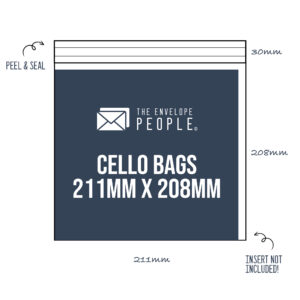 cello bag size 211mm x 208mm peel seal