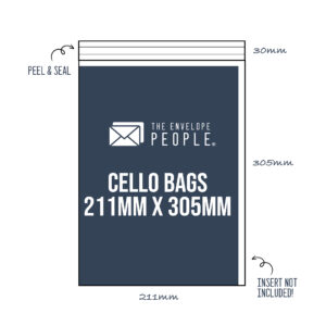 cello bag size 211mm x 305mm peel seal