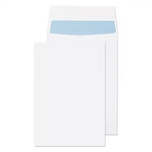 C4 White Peel & Seal Blue Hatch Gusset Envelopes