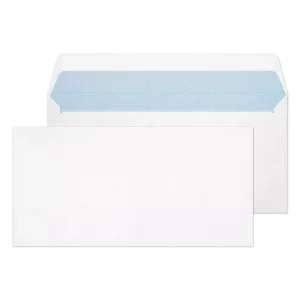 DL Ultra White Peel & Seal Blue Hatch Wallet Envelopes