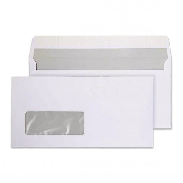 DL Bright White Peel & Seal Grey Wash Window Wallet Envelopes