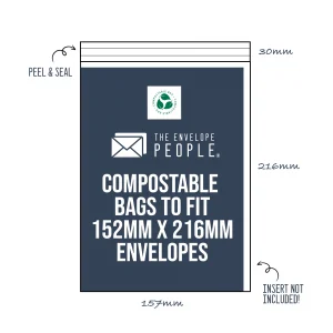 Compostable - Cello Bags to Fit 152mm x 216mm Envelopes (Peel & Seal)