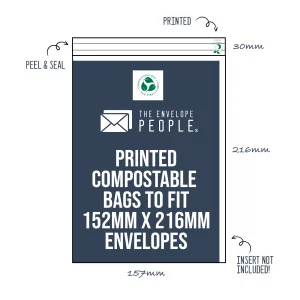 printed compostable cello bags to fit 152mm x 216mm envelopes peel seal